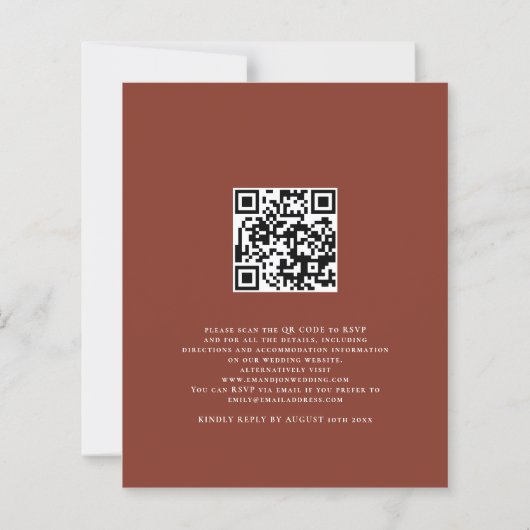 Budget Rustic Terracotta Florals QR Wedding Invite (Achterkant)