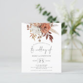 Budget Rustic Terracotta Florals QR Wedding Invite (Staand voorkant)