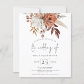 Budget Rustic Terracotta Florals QR Wedding Invite (Voorkant)
