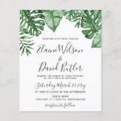 Budget Rustic Tropical Greenery Wedding Invitation (Voorkant)