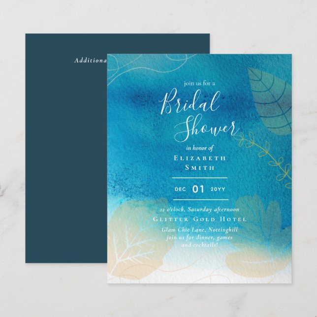 Budget Rustic Turquoise Gold Vrijgezellenfeest Inv (Voorkant / Achterkant)