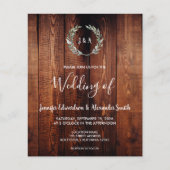 Budget rustic watercolor leaves wedding invitation flyer (Voorkant)