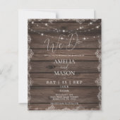 Budget Rustic "We Do" String Lights Wedding Invite (Voorkant)