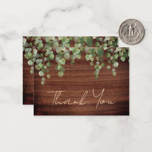 Budget Rustic Wedding Greenery Dank u Notitiekaartje (Voorkant / Achterkant in situ)