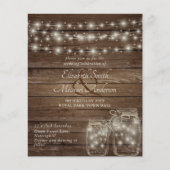 Budget Rustic Wedding Invitation Mason Jars Lights (Voorkant)