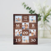 Budget Rustic Wedding Photo Collage Save the Date (Staand voorkant)