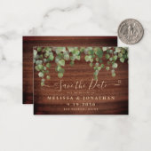 Budget Rustic Wedding Save the Date Eucalyptus Notitiekaartje (Voorkant / Achterkant in situ)