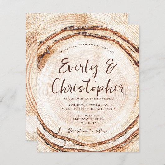 Budget Rustic Wedding Wood snijdt Slice  (Voorkant / Achterkant)