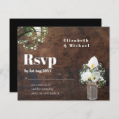 Budget Rustic White Calla Lily Wedding RSVP (Voorkant / Achterkant)