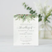 Budget Rustic Winter Groen Huwelijksuitnodiging (Staand voorkant)