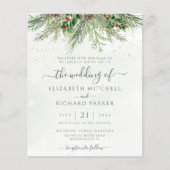Budget Rustic Winter Groen Huwelijksuitnodiging (Voorkant)