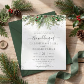 Budget Rustic Winter Groen Huwelijksuitnodiging