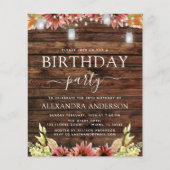 Budget Rustic Wood Autumn Sunflower 30th Birthday (Voorkant)