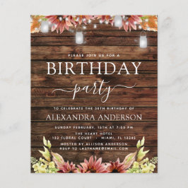 Budget Rustic Wood Autumn Sunflower 30th Birthday