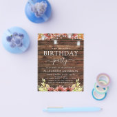 Budget Rustic Wood Autumn Sunflower 30th Birthday Flyer (Enkel)