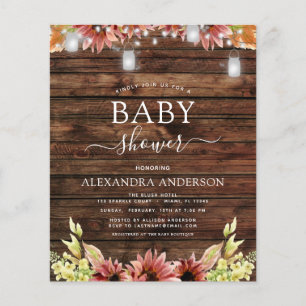 Budget Rustic Wood Autumn Sunflower Baby shower