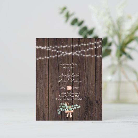 Budget Rustic Wood Coral Greenery Wedding (Staand voorkant)