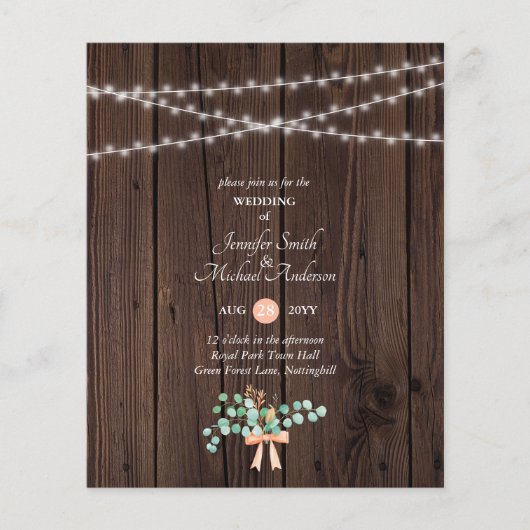 Budget Rustic Wood Coral Greenery Wedding (Voorkant)