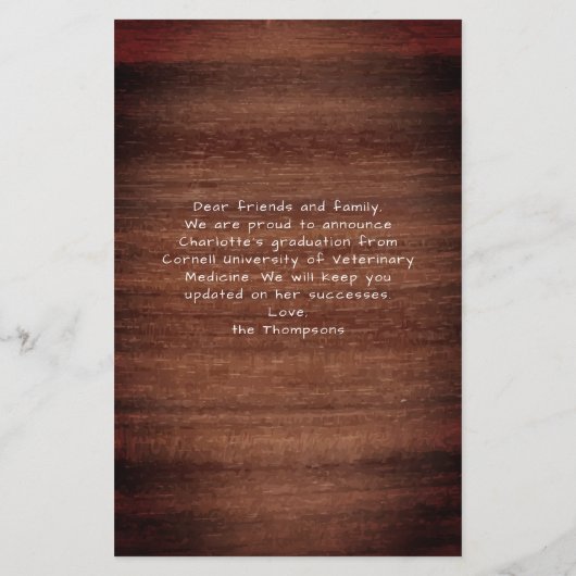 Budget Rustic Wood Foto Afstuderen Aankondiging (Achterkant)