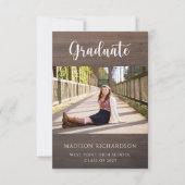 Budget Rustic Wood Grain Foto Afstuderen Kaart (Voorkant)