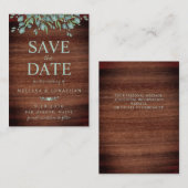 Budget Rustic Wood Greenery sparen de datum Notitiekaartje (Voorkant / Achterkant)