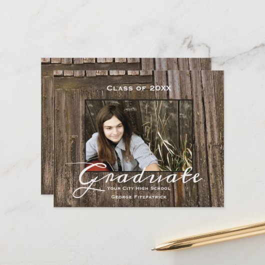 Budget Rustic Wood High School Graduation (Voorkant / Achterkant in situ)