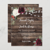 Budget Rustic Wood Kerstbruiloft Uitnodiging (Voorkant / Achterkant)