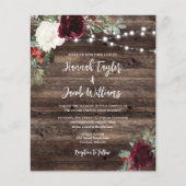 Budget Rustic Wood Kerstbruiloft Uitnodiging (Voorkant)