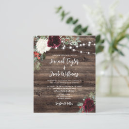 Budget Rustic Wood Kerstbruiloft Uitnodiging