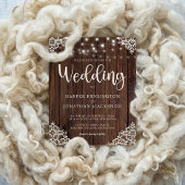 Budget Rustic Wood Lace String Lights Wedding