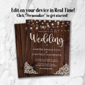 Budget Rustic Wood Lace String Lights Wedding