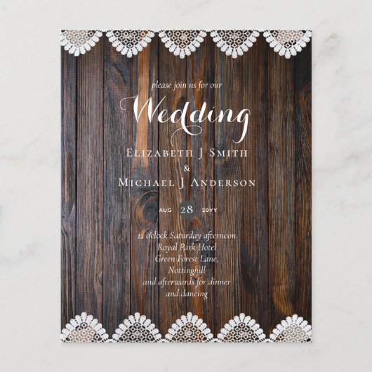 BUDGET Rustic Wood Lace Weddenschap (Voorkant)