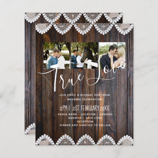 BUDGET Rustic Wood Lace Weddenschap (Voorkant / Achterkant)