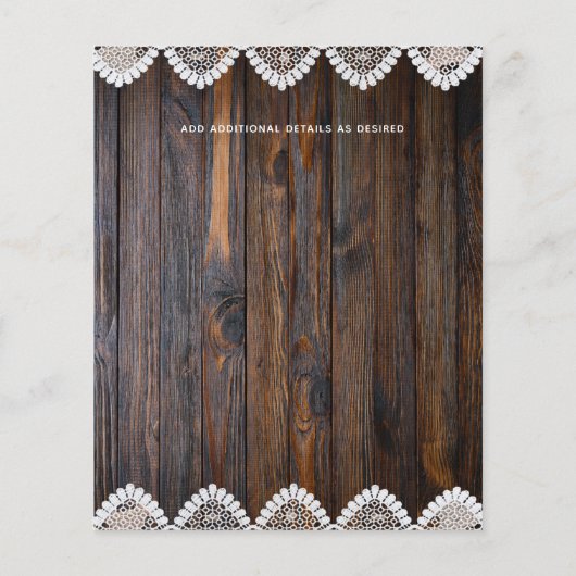 BUDGET Rustic Wood Lace Weddenschap (Achterkant)