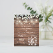 Budget Rustic Wood Licht Mason Jar Wedding Invite (Staand voorkant)