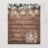 Budget Rustic Wood Licht Mason Jar Wedding Invite (Voorkant)