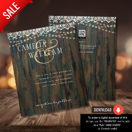 BUDGET RUSTIC WOOD LIGHTS LACE Wedding Invite