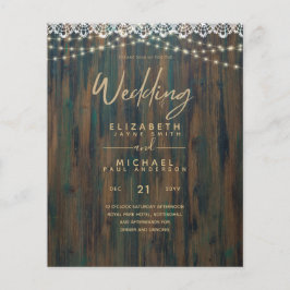BUDGET RUSTIC WOOD LIGHTS LACE Wedding Invite Flye Flyer