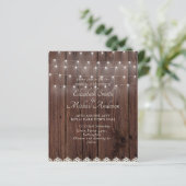 Budget Rustic Wood Lights Lace Wedding Invites (Staand voorkant)