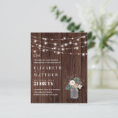 Budget Rustic Wood Mason Jar Lights Wedding Invite (Staand voorkant)