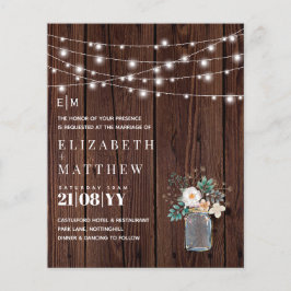 Budget Rustic Wood Mason Jar Lights Wedding Invite