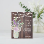 Budget Rustic Wood Mason Jar Wedding Uitnodiging (Staand voorkant)
