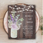 Budget Rustic Wood Mason Jar Wedding Uitnodiging