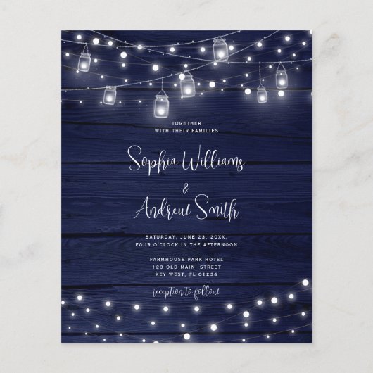 Budget Rustic Wood Mason Jars Wedding Uitnodiging (Voorkant)