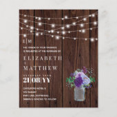Budget Rustic Wood Paars Mint Wedding Invites (Voorkant)