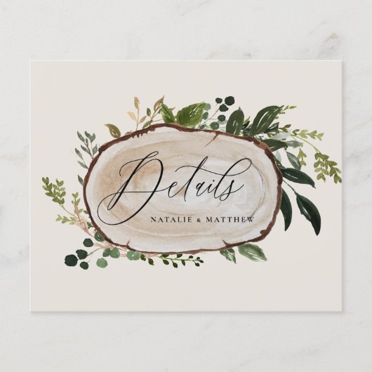 budget Rustic wood slice bruiloft details Flyer (Voorkant)