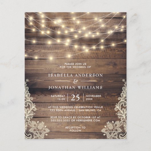 Budget Rustic Wood, String Lights & Lace Wedding (Voorkant)