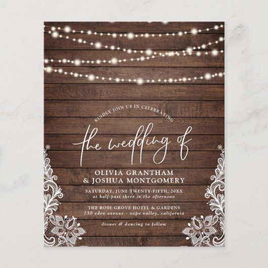 Budget Rustic Wood String Lights & Lace Wedding (Voorkant)