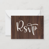 BUDGET Rustic Wood String Lights Lace Wedding RSVP Notitiekaartje (Achterkant)