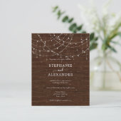 Budget Rustic Wood String Lights Wedding Invite (Staand voorkant)